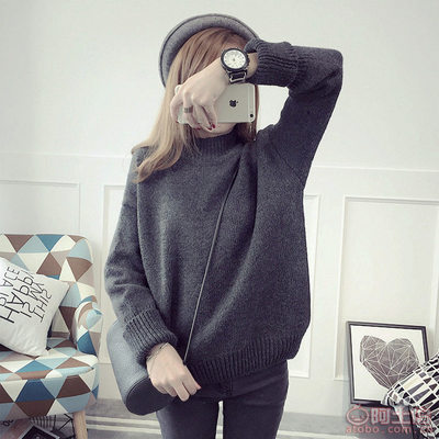 韓系風尚，溫暖加碼 一款秋冬必備的韓版半高領寬松針織衫